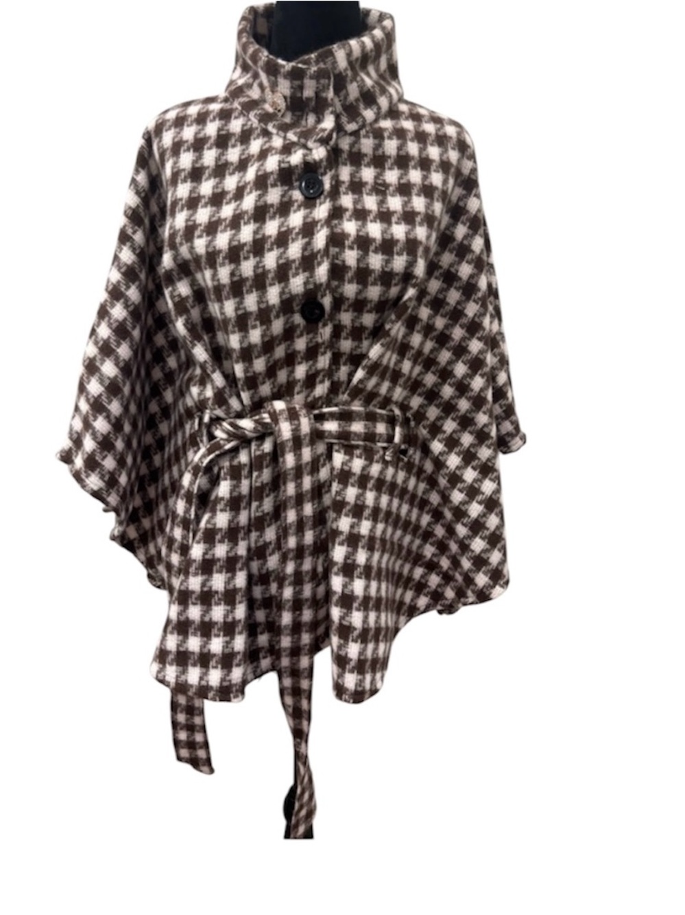 🩷🤎 NWT! JUICY COUTURE Brown & Pink Houndstooth Cape/Shawl/Poncho - One Size
